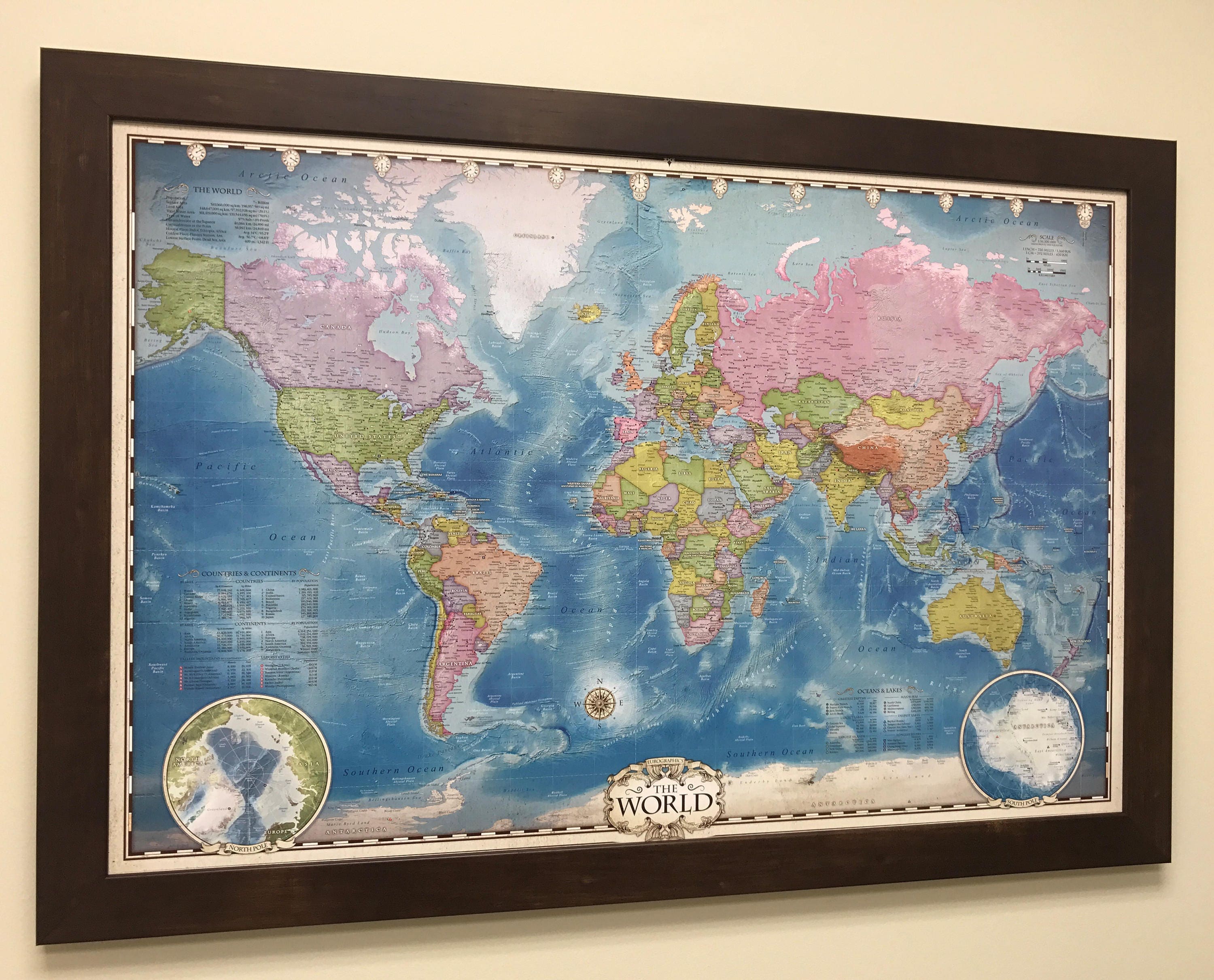 Large Personalized Framed Push Pin World Map 24x36 - Etsy