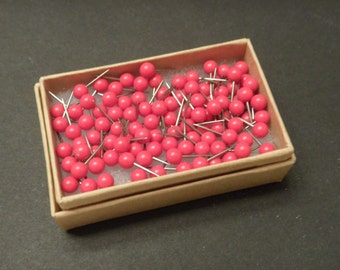 Map Push Pins Red Round Heads Pack of 100