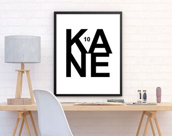 Harry Kane Tottenham Poster – Football Typography Wall Art