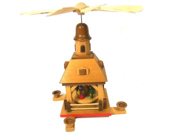 Erzgebirge Christmas Pyramid, German  old Christmas erzgebirge candle holder carousel,Christmas windmill