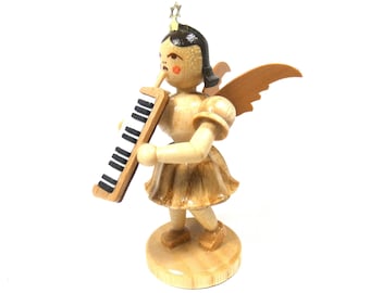 Angel Band,  melodica playing angel,Erzgebirge Figure, Miniature erzgebirge figurine, vintage angel