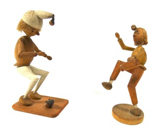 Erzgebirge figurines, Wilhelm Busch, Max und Moritz, 2 small figurines,  Miniature erzgebirge figurine,