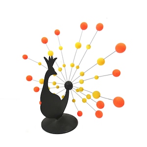 Laurids Lonborg danish sputnik kinetic sculpture, peacock, rare find, futuristic space age atomic table mobile