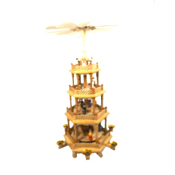 Erzgebirge Christmas Pyramid, big German carousel,handmade  4 tier Christmas erzgebirge candle holder carousel,Christmas windmill