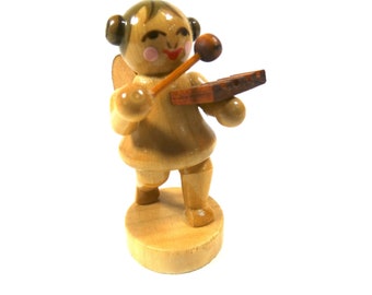 Angel Band, xylophone playing angel,Erzgebirge Figure, Miniature erzgebirge figurine, vintage angel