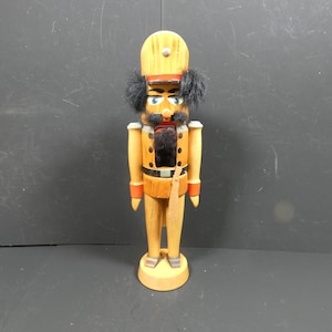 Erzgebirge figure Beautiful big  vintage handpainted wooden german nutcracker, kuhnert erzgebirge soldier nutcracker