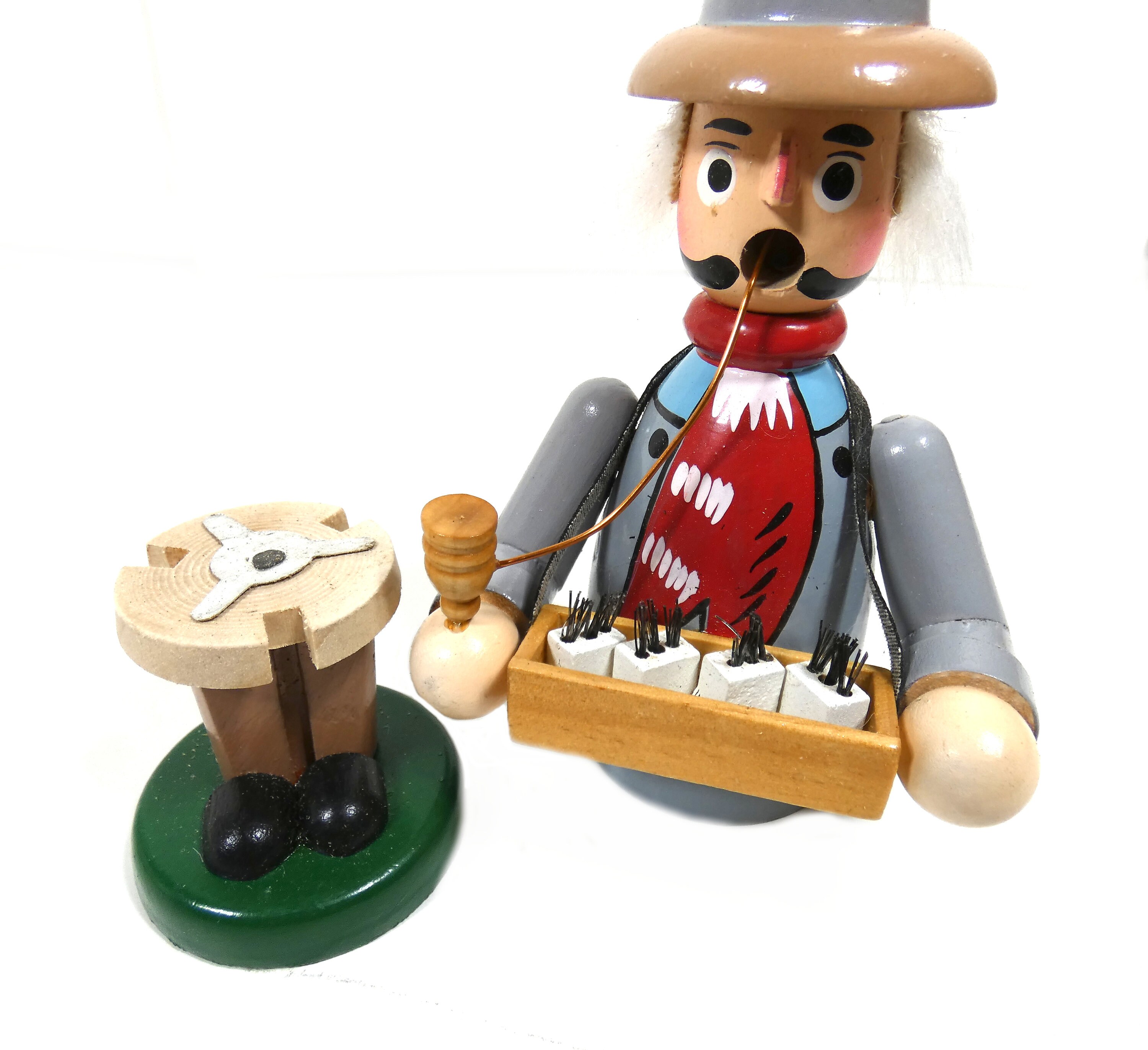 Tedesco Incenso Fumatore Palla Figur Tedesco Incenso Fumatore Uomo freddo con Cap - 12 cm / 5 pollici - Autentica tedesco Erzgebirge I fumatori