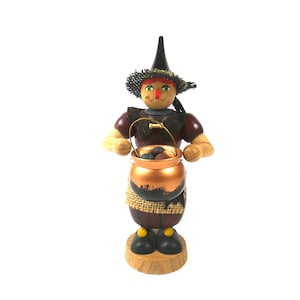 Erzgebirge figure, Seiffen German Incense smoker man witch,Christmas vintage rauchermannchen,