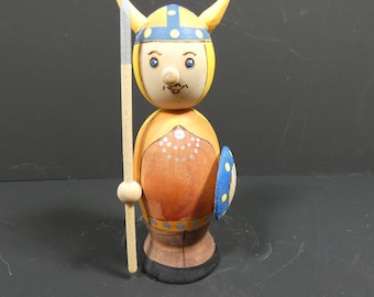 Scandinavian Viking, Vintage wooden Viking  Sweden, mid century Uppsala Sweden, handmade