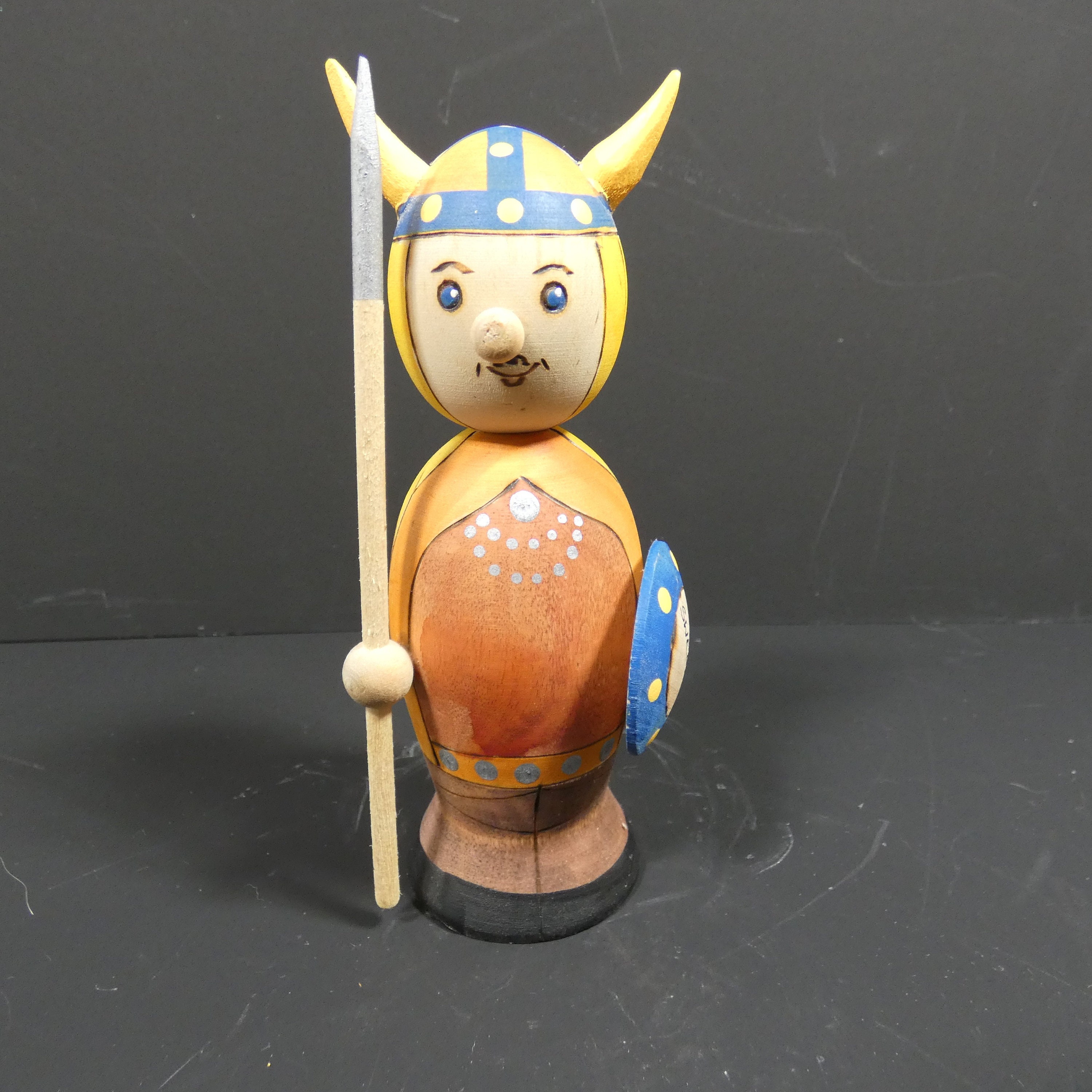 Scandinavian Viking, Vintage Wooden Viking Sweden, Mid Century
