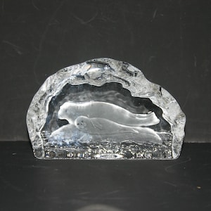 Beautiful Swedish paperweight seals,  Scandinavian vintage glass seals paperweight limited edition WWF.