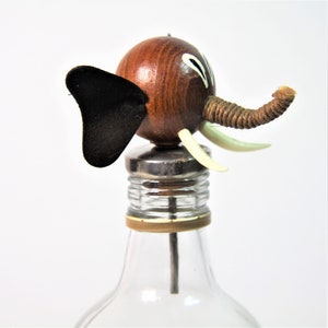 Tapón de botella de madera de teca, tapa de botella vintage, corcho de vino escandinavo, tapón de botella de elefante