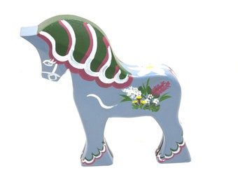 Norwegian fjording horse, wooden Scandinavian horse, norwegian design, hand  painted, Dala horse