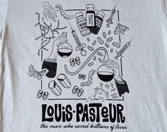 Louis Pasteur Vetenskapsman T-shirt - Sand, folkhälsa, epidemiologi, forskare, vetenskap, gåva, sjuksköterska labtekniker examen kortärmad