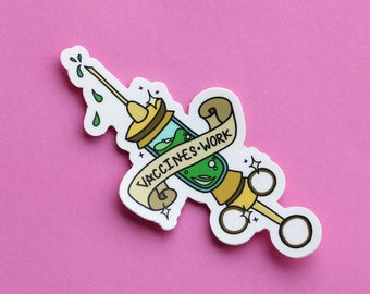 Vaccines work - Colorful Public Health waterproof Sticker epidemiology / science / nurse / lab tech / vaccinate planner calendar biology