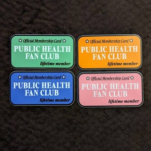 Public Health Fan Club Waterproof Sticker epidemiology / science / nurse / lab tech / vaccinate planner calendar biology gift