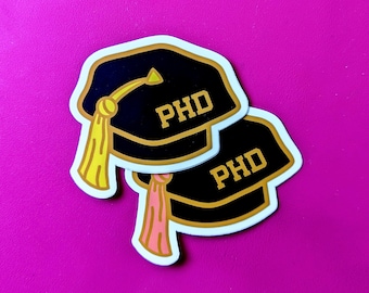 PhD Graduation Cap Aufkleber - Doktoranden-Vinyl-Aufkleber - Doktoranden-Aufkleber - Akademischer Laptop-Aufkleber - Doktorat Geschenk