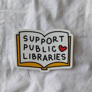 Adesivo de apoio às bibliotecas públicas / bibliotecário / professor / educação / leitor ávido / à prova d'água / vinil / clube do livro do leitor biblioteca local Amarelo