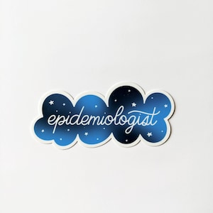 Epidemiolog - Folkhälsa vattentät klistermärke epidemiologi / vetenskap / sjuksköterska / forskare vaccinera kalender biologi doktorand Blå