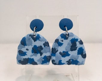 Shades of Blue Dangle Post Earrings | Cloudy Skies | Ocean | Hypoallergenic | Polymer Clay | Ready to ship