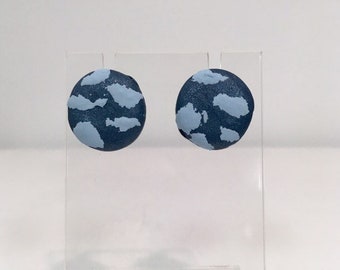 Blue Post Earrings | Abstract| Clouds | Hypoallergenic | Polymer Clay | Ready to ship