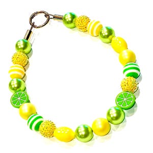 Lemon Lime Fizz: Beaded Dog Collar, Citrus Dog Necklace, Summer, Handmade