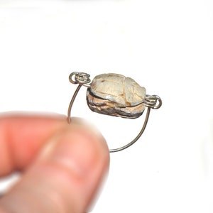 Scarab Ring. Silver Ring. Thin Swivel Ring. Israeli Jewelry. Vintage Egyptian Carved Stone Egyptian Revival Signet Beetle Ring Free Shipping