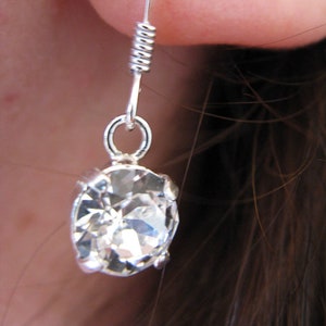 Earrings Silver 925 Swarovski Crystal 8 mm image 1