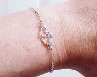 Intertwined hearts bracelet in 925 silver