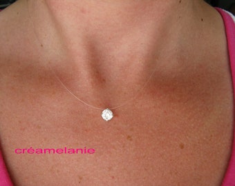 Collar de hilo de cristal Swarovski invisible de nailon invisible de plata de ley 925