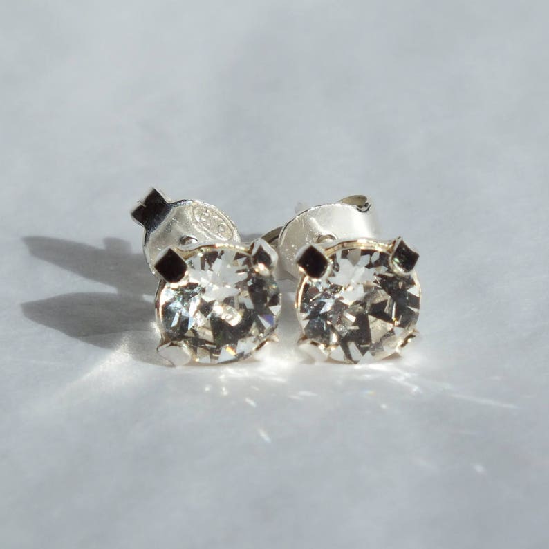 Boucles d'oreilles argent 925 Cristal swarovski 6 mm image 3