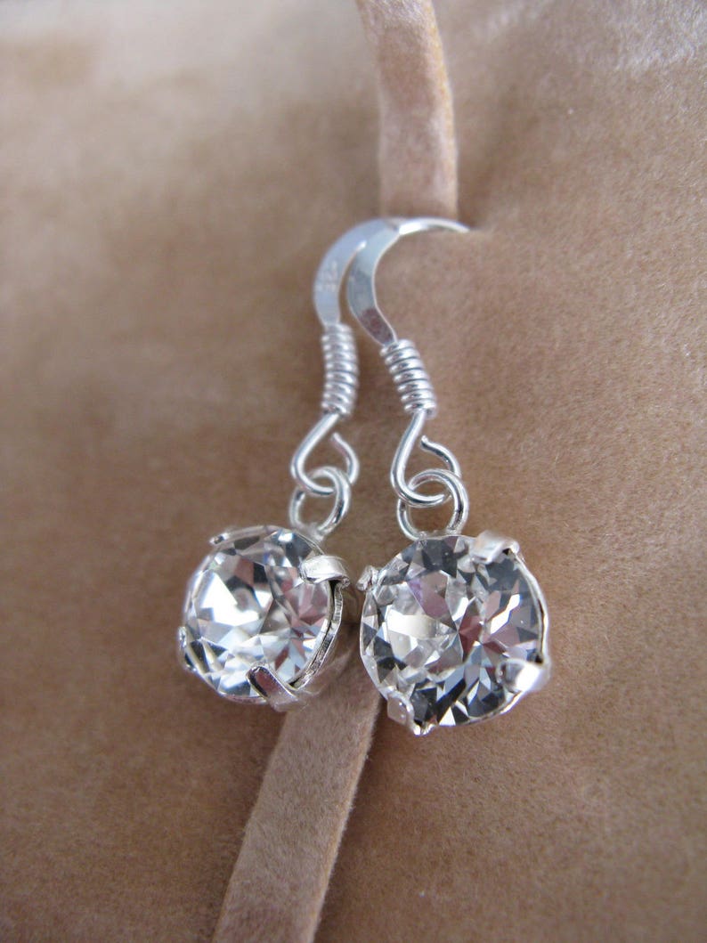 Earrings Silver 925 Swarovski Crystal 8 mm image 4