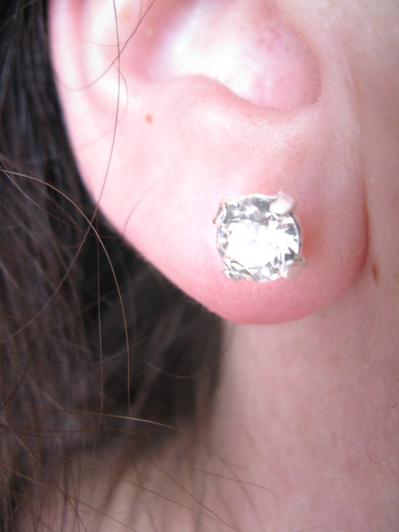 Boucles d'oreilles argent 925 Cristal swarovski 6 mm image 2