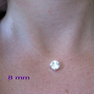 Collar de hilo de cristal Swarovski invisible de nailon invisible de plata de ley 925 8 mm Argent 925