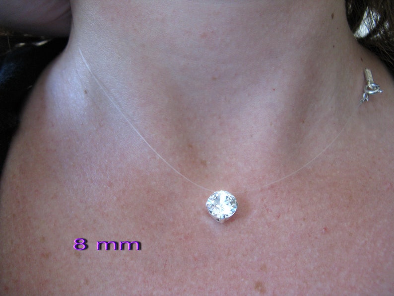 Collar de hilo de cristal Swarovski invisible de nailon invisible de plata de ley 925 8 mm Argent 925