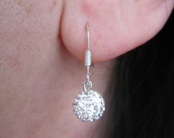 Boucles d'oreilles Argent 925 orné d'une boule SWAROVSKI