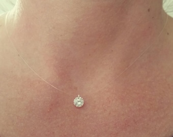 Collana in nylon con zirconio in argento 925 o placcato oro