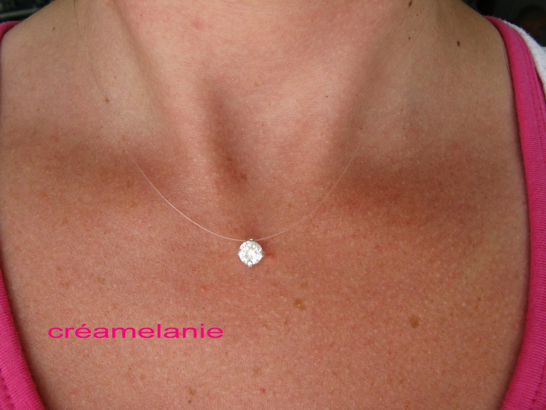Black and White Crystal Stone Invisible Necklace main image 0