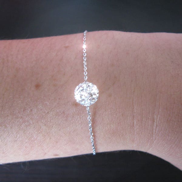 bracelet orné d'une boule SWAROVSKI Argent 925 ou Gold Filled 14 carats