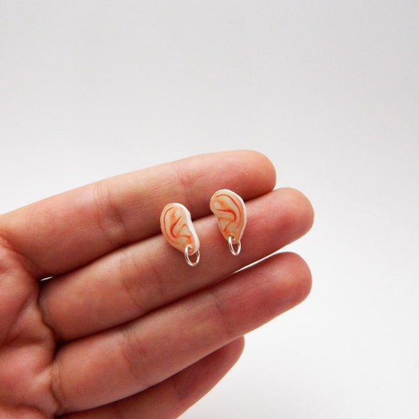 Human Ears with earrings Stud Earrings Human Ear earrings Funny stud earrings Ears post earrings Pop earrings Gift