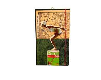 Collage picture - collage - mixed media - paper collage - picture - saying - paper - old book cover - 21x14 cm