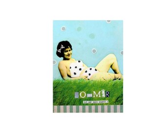 Original- Collage-Wandbild-Malerei -Mixedmedia- Porträt - Sommer - 18 x 24 cm - Papiercollage