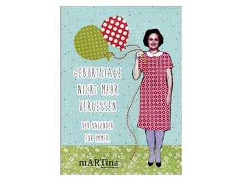 Geburtstagskalender - Kalender - Wandkalender - bunt - Collagen - Frauenkalender - DIN A4 - Geburtstag -Papierware