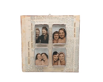 Collage picture - Collage - Mixed Media - Paper collage - Picture - Saying - Paper - Wood - 15 x 15 cm - Friends