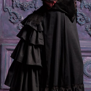 Zwarte Victoriaanse petticoat, Victoriaanse drukterok, Steampunk-onderkleding, 19e-eeuwse onderrok afbeelding 1