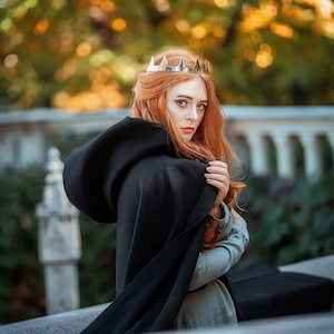 Wool Cloak - Half-circle Cloak - Black Cloak - Hooded Cloak Wool Cloak - Half-circle Cloak - Black Cloak - Hooded Cloak