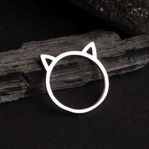Sterling Silver Kitty Ring, Cat ears ring, Minimalistic ring, Cat silver ring, Animal jewelry, Cat lover gift