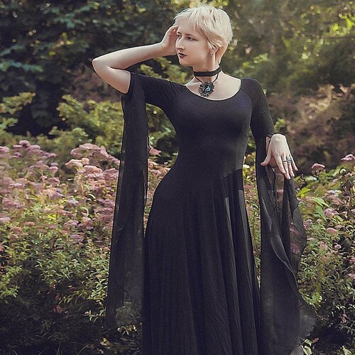 Witch Dress Gothic Dress Fantasy Dress Black Wedding Dress Etsy