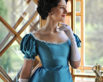 Biedermeier style dress, Late regency ballgown, Early Victorian dress, 19th century gown