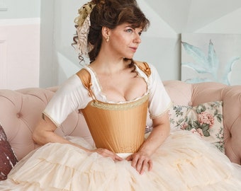 Silk rococo corset, historical reenactment, 18th century woman clothing, Marie Antoinette overbust corset
